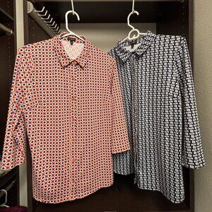 Two Colorful Talbots Medium 3/4 Sleeve Button Down Blouses